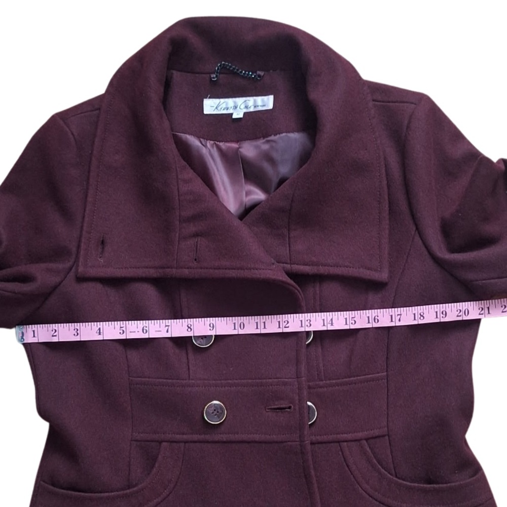 Kenneth Cole Wool Blend Peacoat Feminine Preppy Fall Jacket Burgundy Sz 10 - Picture 10 of 13
